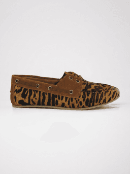 Mocasin Cuero Mujer Aria Leopardo Cafe 40
