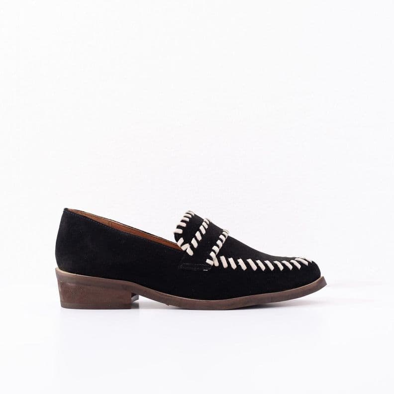 Zapato Cuero Mujer Rastro Negro Beige 35