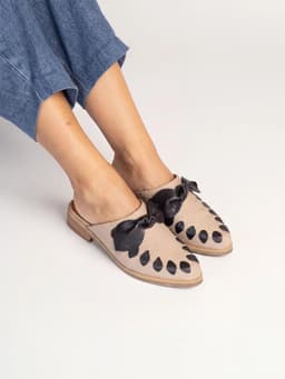 Babucha Mujer Cuero Sombra Beige Negro 38