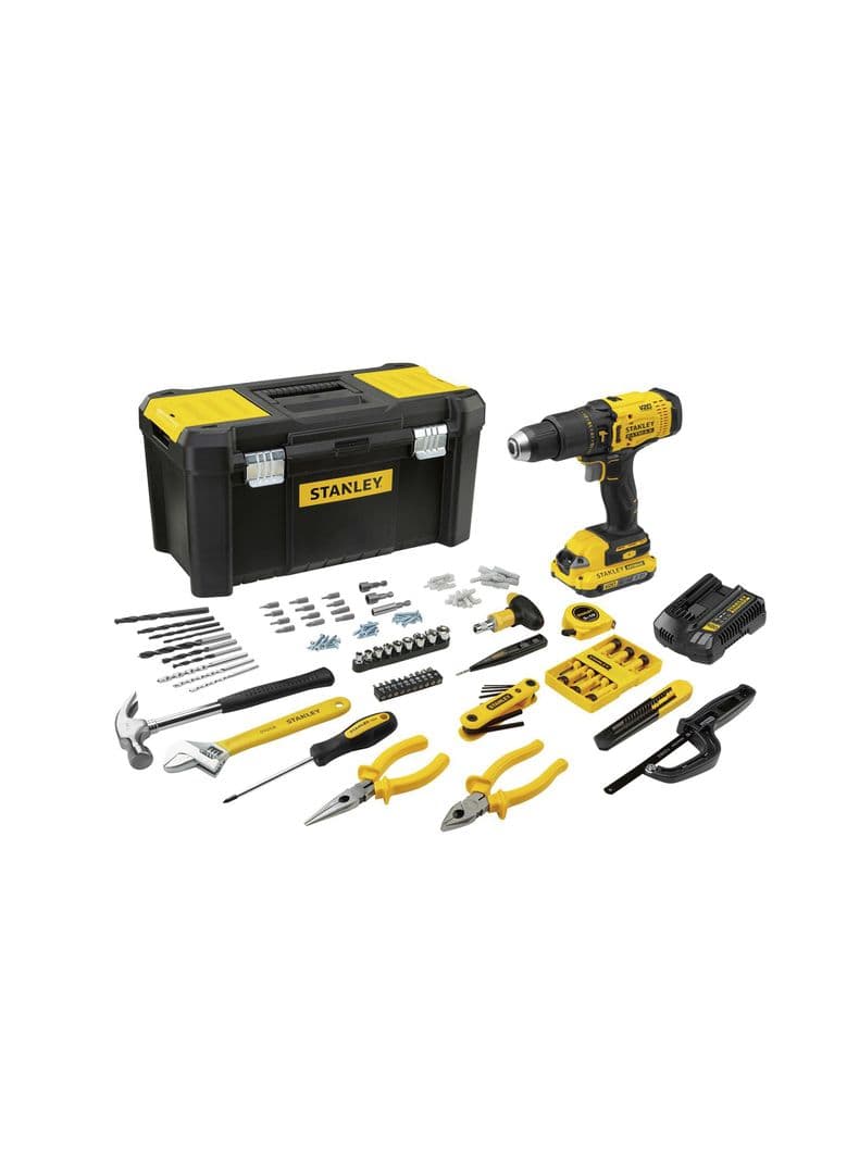 Kit taladro percutor 20V+119 accesorios STANLEY SCD712D1H-B2 Amarillo