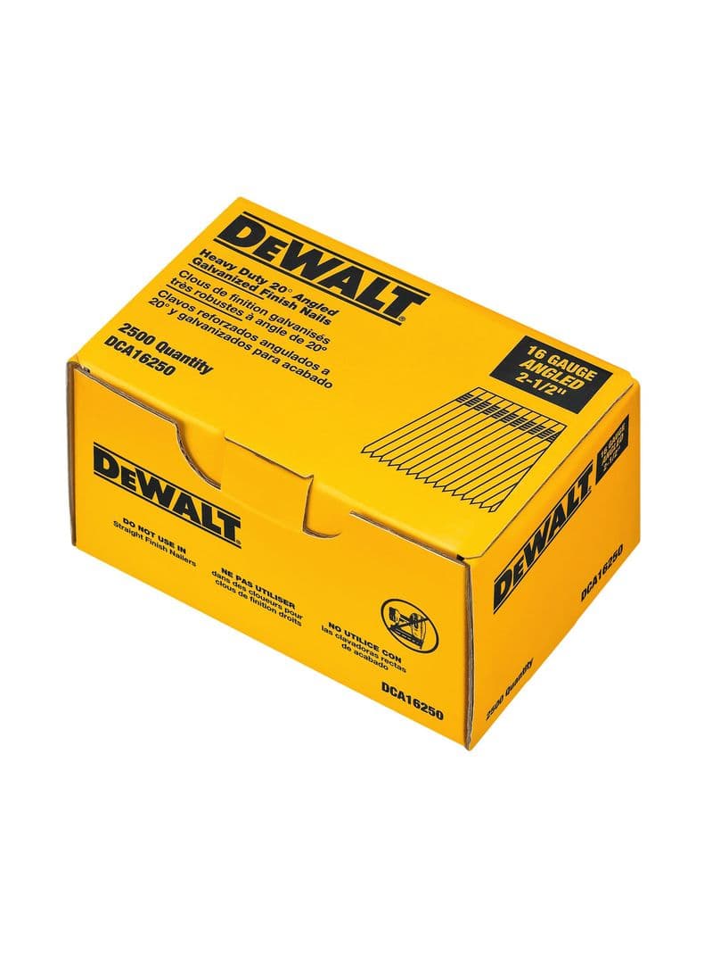 Caja de 2500 clavos reforzados 2-1/2" 16GA DEWALT DCA16250 Amarillo