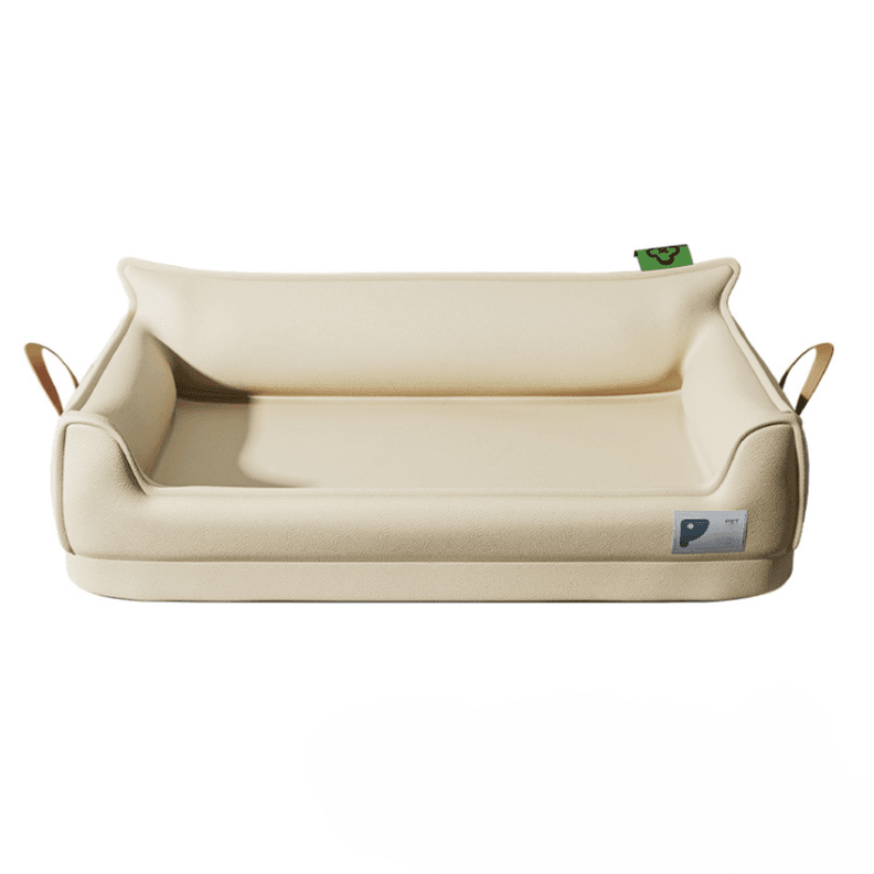 Cama Sofa De Perro 4 Estaciones Impermeable Eco cuero Beige Talla S hasta 15 kg