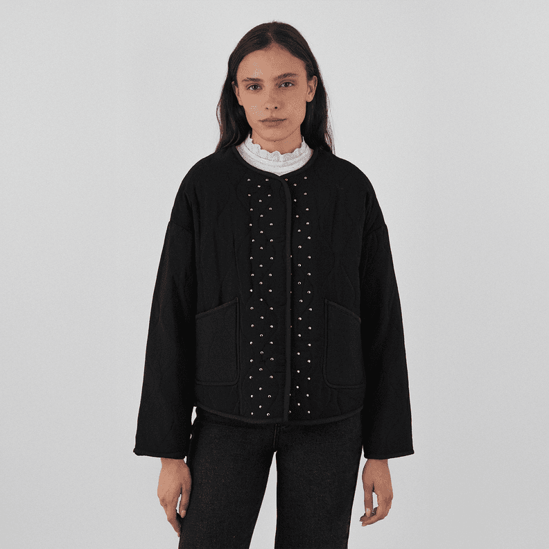 Chaqueta Acolchada Tachas Negro Mujer Raindoor M