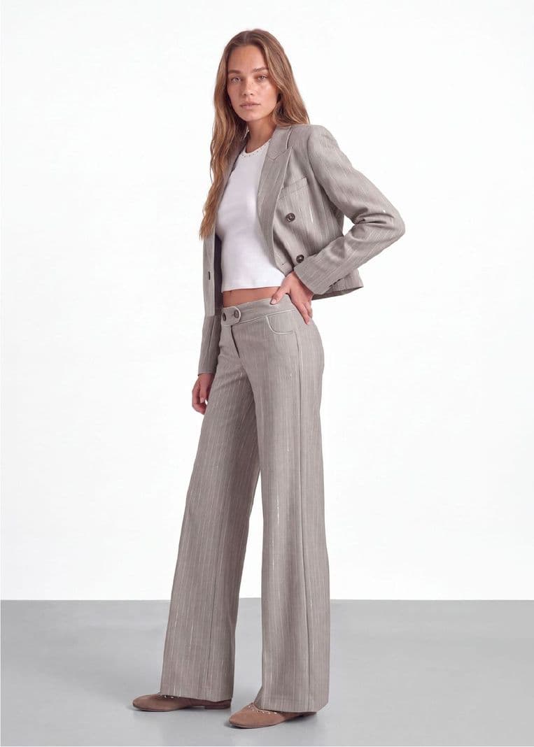 Pantalon Sastrero Lurex Beige Mujer Raindoor 40