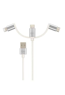 Cable 3en1 MFI Certificado para Iphone & Android Multipuerto Negro