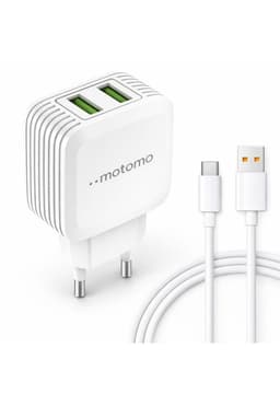 Cargador Motomo Dual USB 12W con Cable Tipo C de 1m SEC Blanco