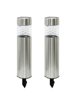 Pack 2 Estacas Solares Ip44 Luz Fria Plateado