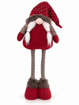 Muneco de Navidad Extendible Gnomo Trenzas Rojo 70 CM