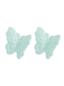 Combo X2 Figura Mariposa Ceramica Aqua 8 Cm Celeste