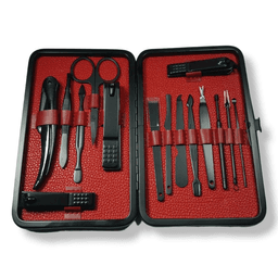 KIT COMPLETO SET MANICURE Y PEDICURE PROFESIONAL 15 PIEZAS AK53 Gris
