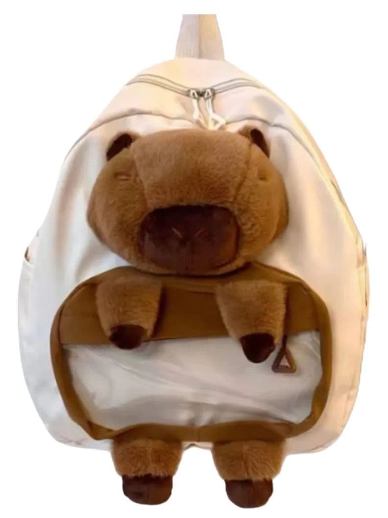 Capibara Mochila Grande De Peluche Blanco