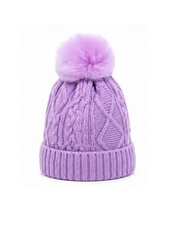 Gorro de Lana con Pompon Gorro Invierno Mujer Lila