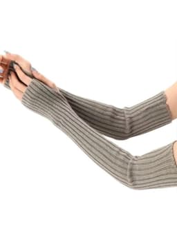 Guantes Largos Sin dedos Guantes De Lana Mujer Beige