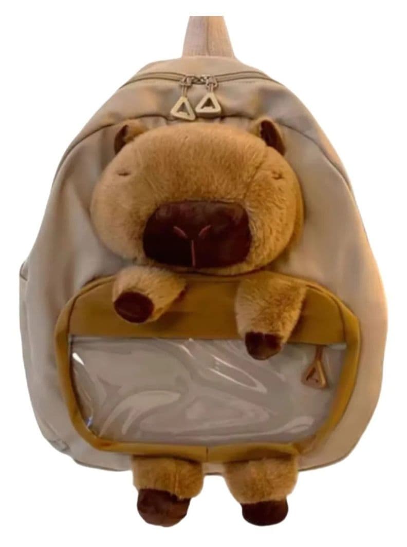 Capibara Mochila Grande De Peluche Beige