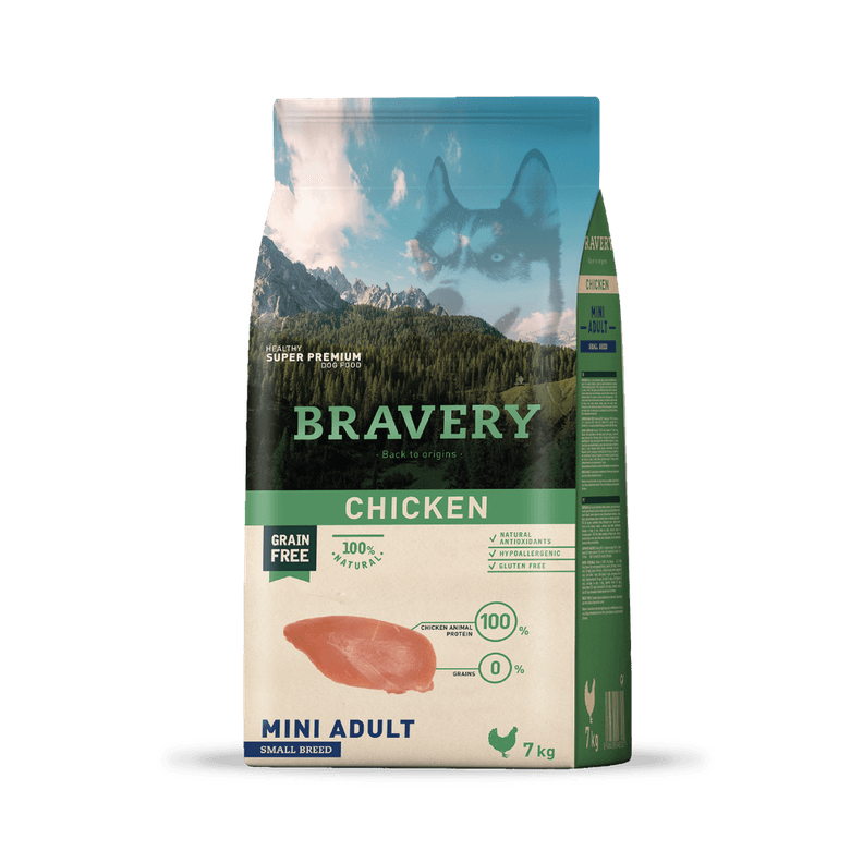 Bravery Pollo Perro Adulto Razas Pequenas 7 kg Cafe