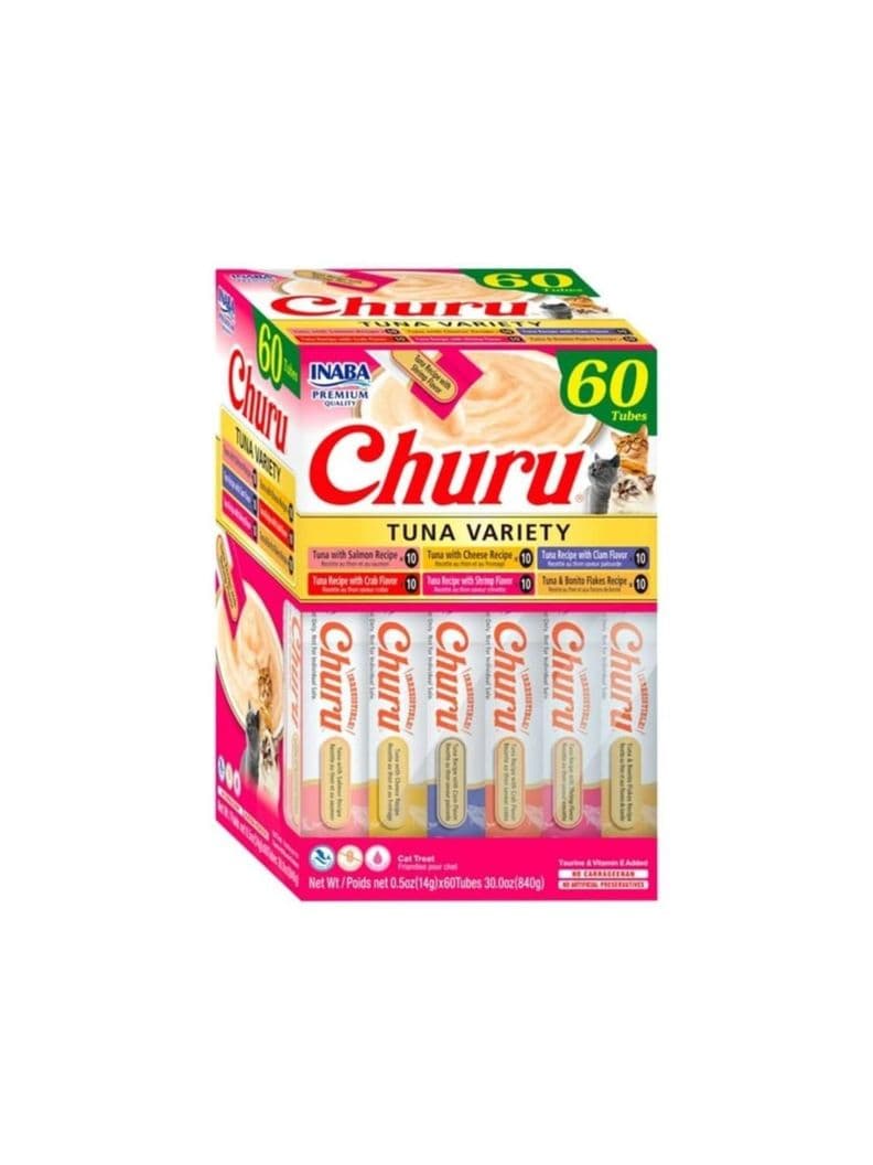 Churu Gatos Variedad Atun 60 Tubos 14g Snack Cremoso 10