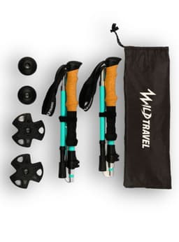 Bastones De Trekking 2 Unidades Par Plegable Aluminio 7075 Celeste 120 CM