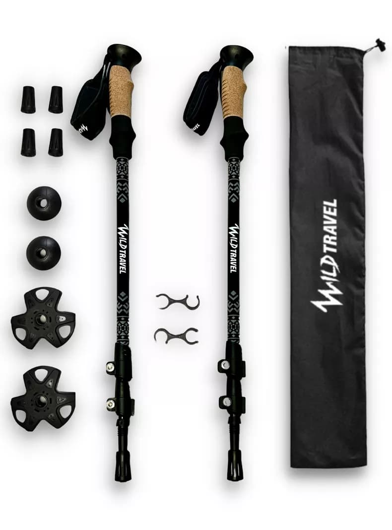 Bastones de Trekking Wild Travel 2 unidades Celeste Negro