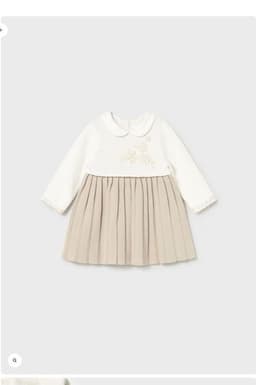 Vestido espanol, tejido de punto. Beige 1 A 2 Meses
