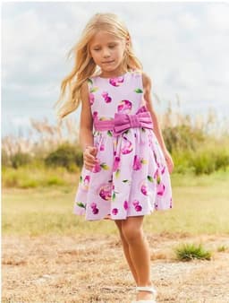 Vestido estampado lazo cintura nina Fucsia 10 anos