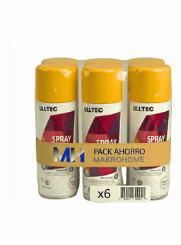 Pack X6 Pintura Spray Tela Madera Metal Plastico Vehicular AMARILLO 25