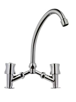 Llave Combinacion Lavaplatos Doble Quality Cuello Acero Inox