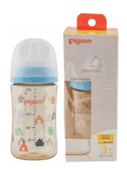 Biberon mamadera Softouch Pigeon Ppsu 240ml Diseno Anticolico Azul Claro