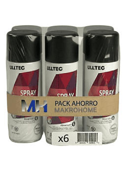 Pack X6 Pintura Spray Tela Madera Metal Plastico Vehicular NEGRO