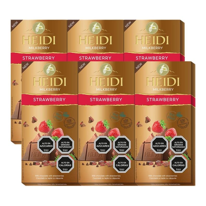 Pack 6 Tableta De Chocolate Heidi Milkberry Strawberry 80g Cafe Claro