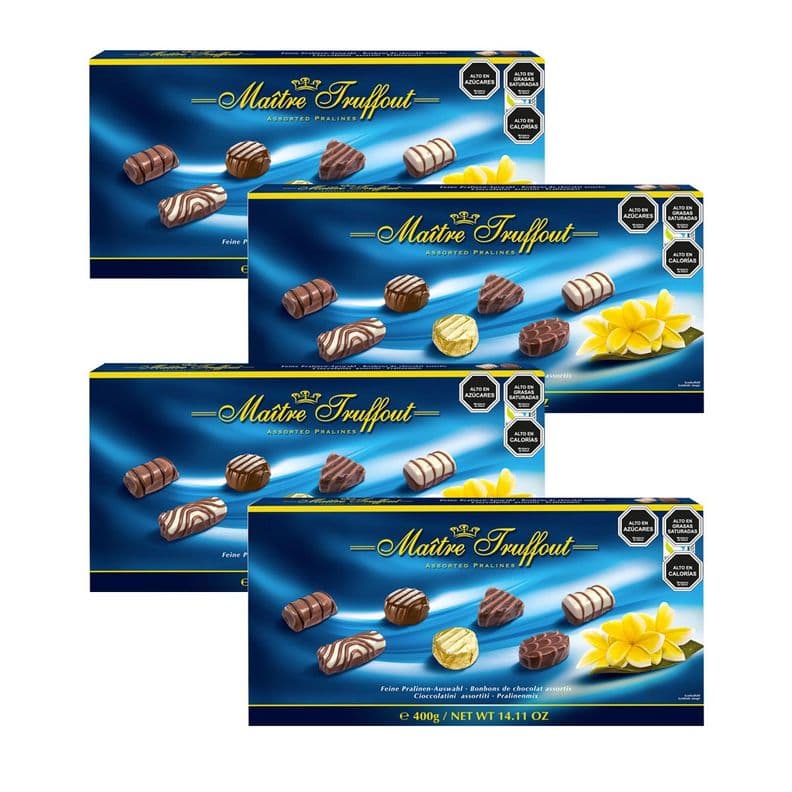 Pack 4 Estuches Bombones Seleccion Blue Maitre Truffout 400g