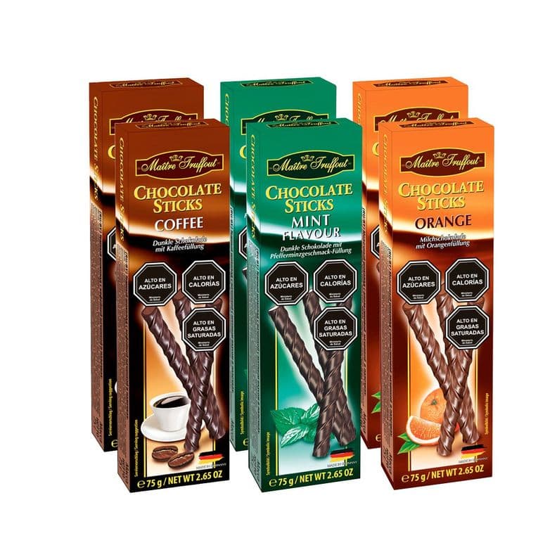 Pack 6 Chocolate stick Maitre Truffout 75g surtido