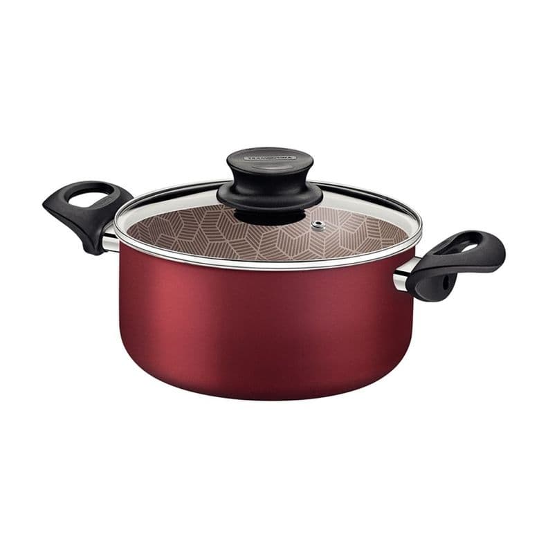 Cacerola Dos Asas Tramontina Aluminio Antiadherente 24cm Rojo Brillante