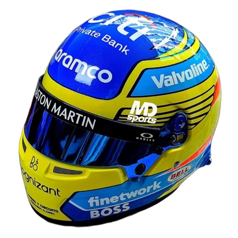 Casco Formula 1 Fernando Alonso Aston Martin 2024 BELL 1 2 Azul
