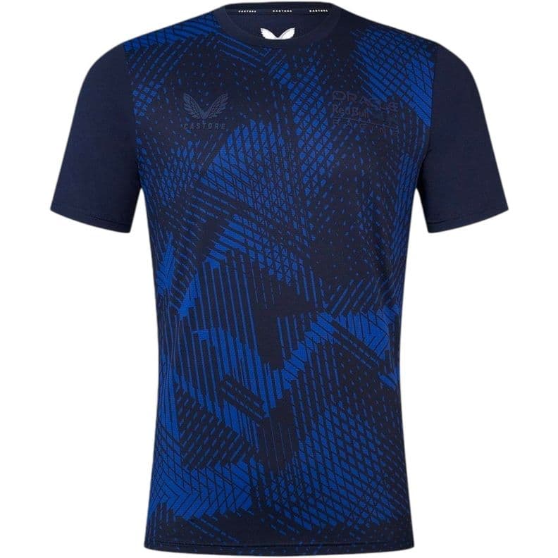 Polera L CASTORE Oficial Oracle RedBull Racing Team Running Tee 2024 Azul Oscuro