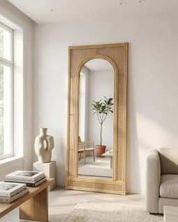 Espejo Rattan Cuerpo Entero Beige