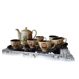 Set 7 Piezas Tazas y Tetera Buho loza Cafe