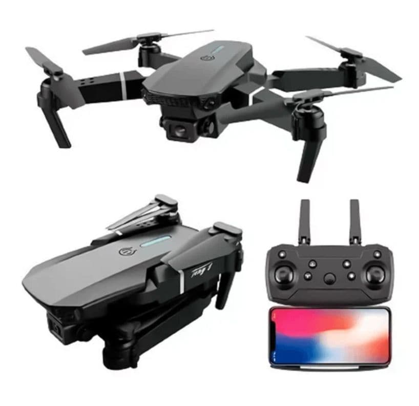DRONE E88 CON DOBLE CAMARA HD NEGRO 2.4 GHZ