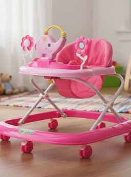 Andador Plegable Flores Con Musica Bebes Portable Unisex Rosado