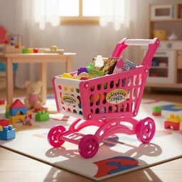 Carrito De Compra Supermercado Para Ninos 56 Piezas Colores Rosado