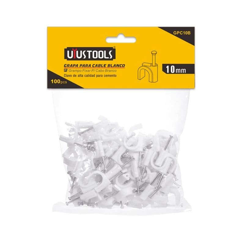 GRAPA PARA CABLE BLANCO 10MM 100PCS/SET UYU