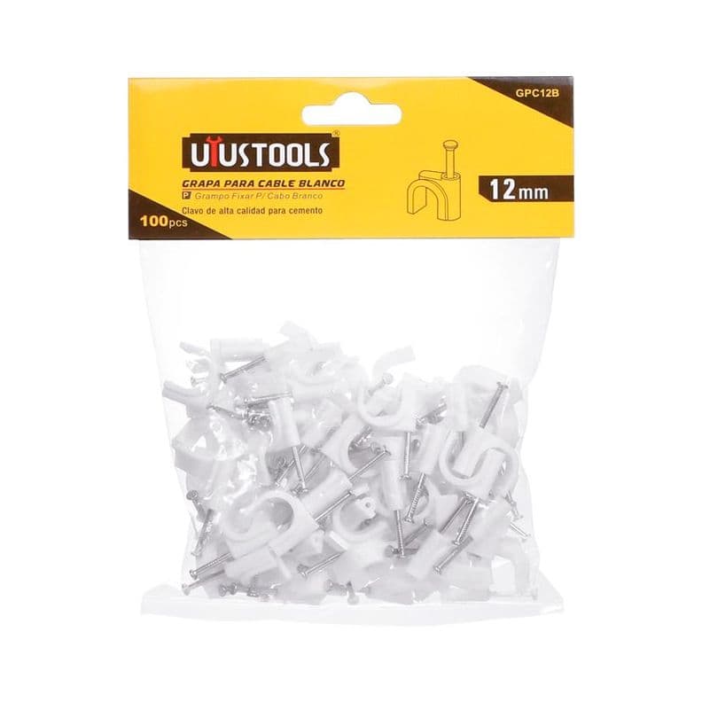 GRAPA PARA CABLE BLANCO 12MM 100PCS/SET UYU
