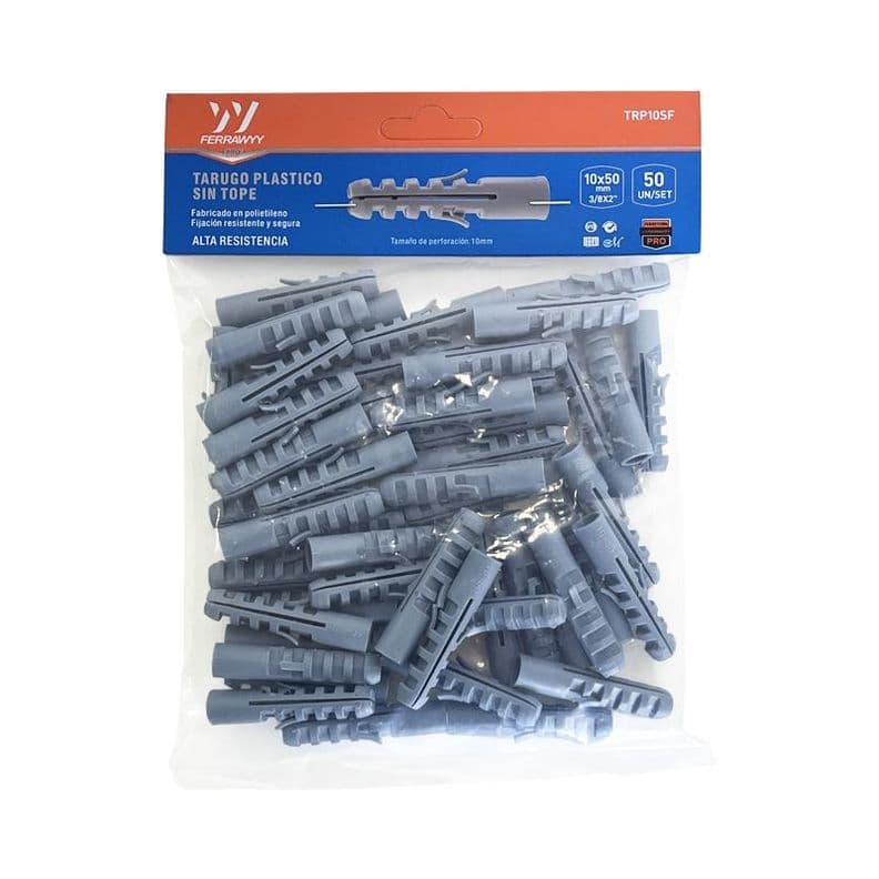 TARUGO PLASTICO SIN TOPE 10X50MM 50UN/SET FERRAWYY