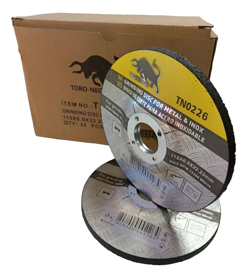 Pack 25 Discos de Desbaste 115 mm (4 1/2") x 6 mm Toro Negro