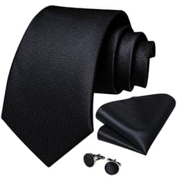 Corbata negra formal seda hombre pano y colleras Modelo Negro Classic
