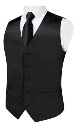 Gilet Satin Formal Hombre Chaqueta Sin Mangas Matrimonio Negro S