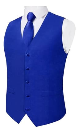 Gilet Satin Formal Hombre Chaqueta Sin Mangas Matrimonio Azul XL