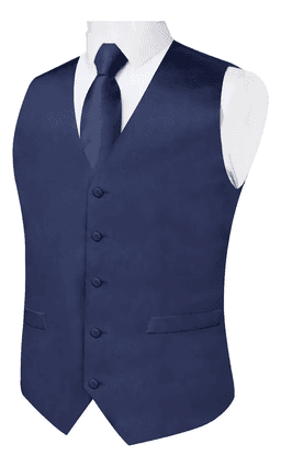 Gilet Satin Formal Hombre Chaqueta Sin Mangas Matrimonio Azul Oscuro S