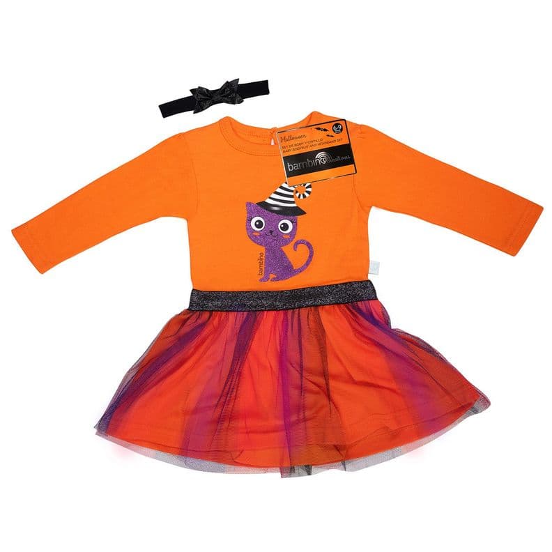 Body Halloween Gato Nina 6-9 Meses Naranjo