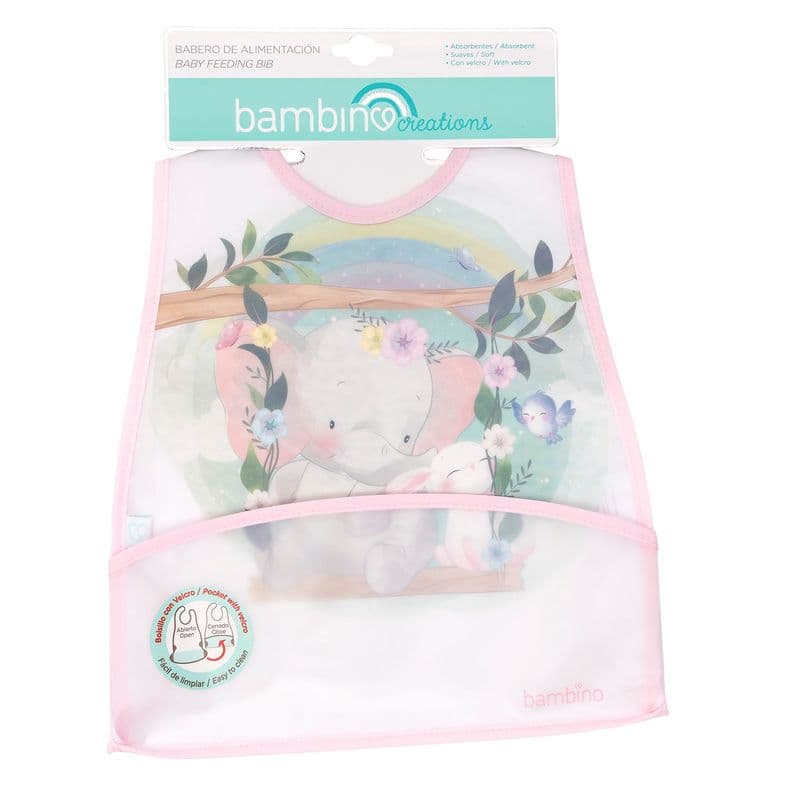 Babero De Alimentacion Rosado Elefante Nina