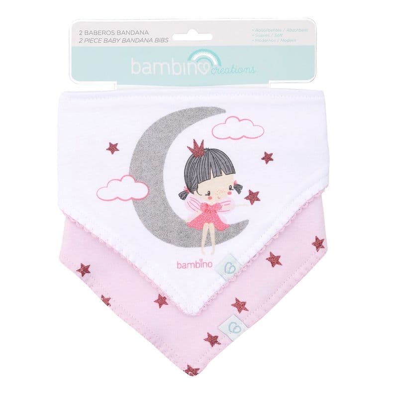 Set 2 Babero Bandana Gris Nina Luna